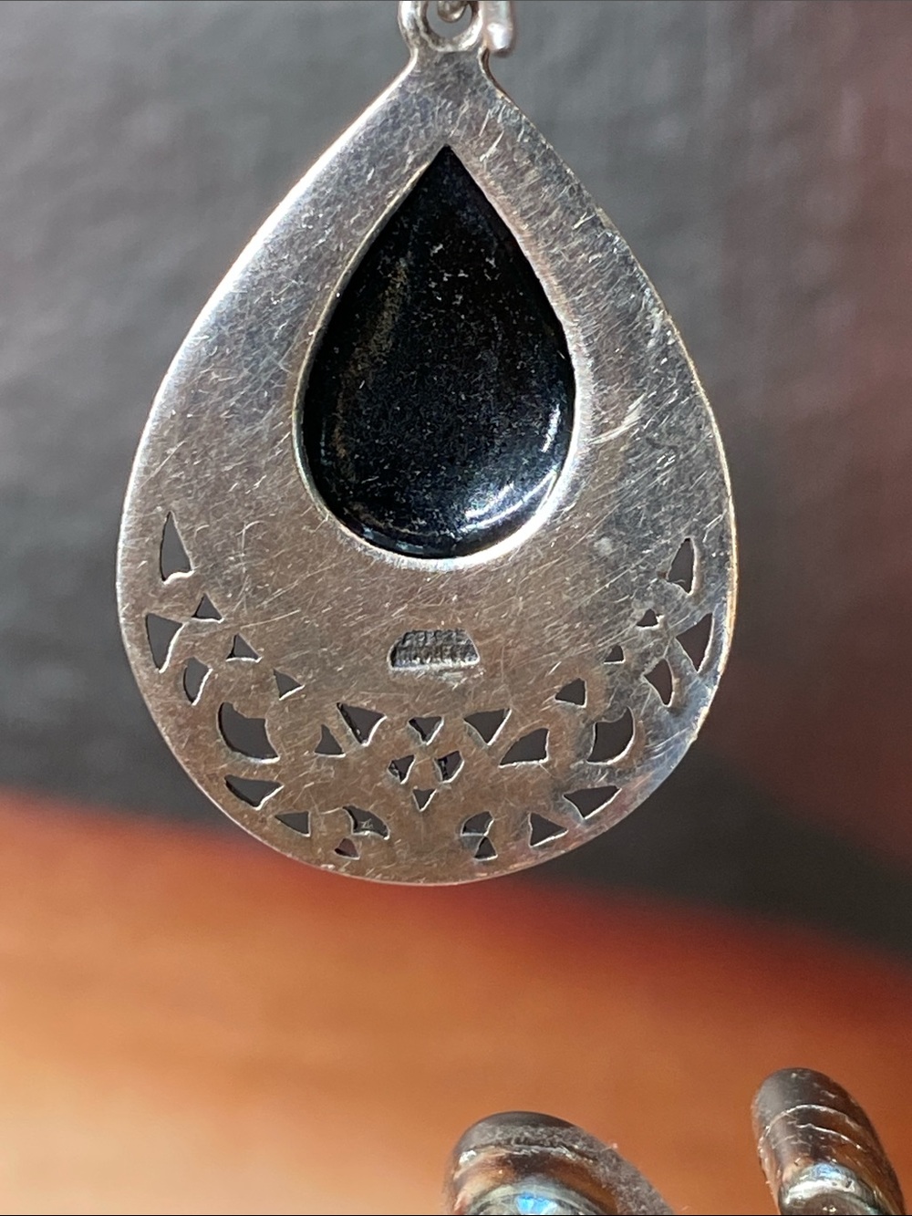 🍇 Silver Black Onyx Pear Drop Earrings 925 - Picture 6 of 9